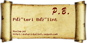 Péteri Bálint névjegykártya